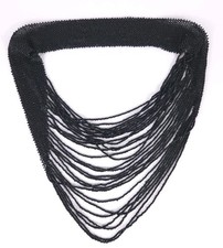 Maasai Cascading 28 Strand Black Seed Beaded Necklace