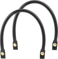 Leather Purse Handles Replacement, 2 PCS Black PU Leather Purse Straps with Meta