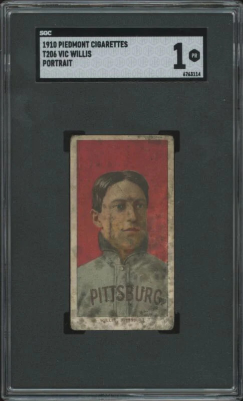 1909 T206 VIC WILLIS POOR PORTRAIT PIEDMONT 350 SGC 1 ST. LOUIS CARDINALS