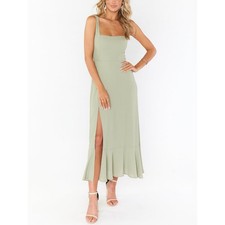 Show Me Your MuMu Sage Claire Square-Neck Midi Dress