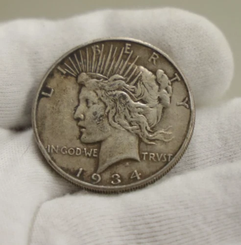 1934 S US Peace Silver Dollar $1 VF (Cleaned)