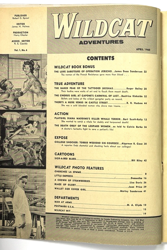 WILDCAT ADVENTURES Magazine (Apr 1960) ICONIC BASIL GOGOS COVER Pinup GGA RARE - Image 2 of 4