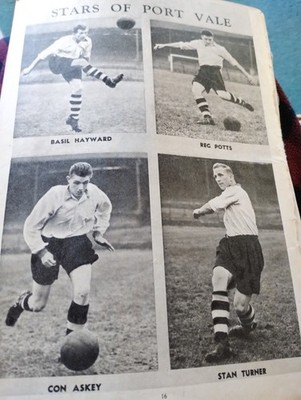 Sk290 1950er Fußball Bild Port Vale Reg Potts Basil Hayward Con Askey Turner 