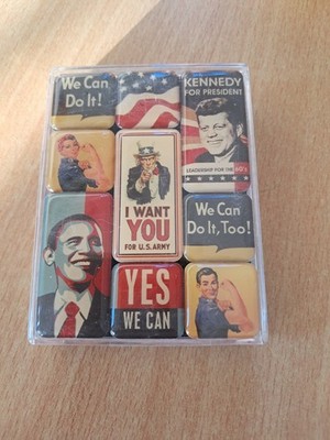 9 Magnet Set Kühlschrank BARACK OBAMA Yes We Can USA President John F. Kennedy
