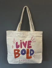 Casely Canvas Tote Bag Live Bold Reusable Shopper Eco Friendly Grocery Travel