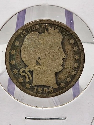1896-P Barber Quarter Raw about good