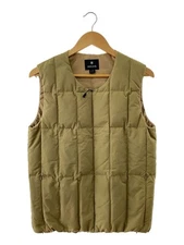 Snow Peak Side Zip No Collar Square Quilt Down Vest/S/Cotton/Beige/Jk-16Au107 21