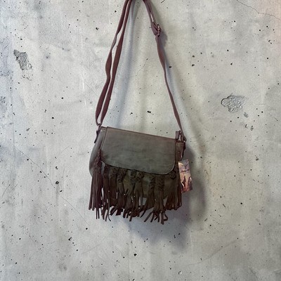 Heritage West Olive  Fringe Crossbody Bag Western Boho Faux Leather NWT