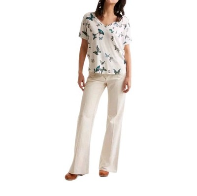 Gerard Darel Crew Neck Top Linen Blend Butterflies Top Size US Small. NWOT 
