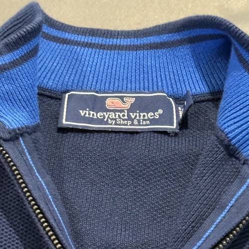 Vineyard Vines Boys Cotton Quarter Zip Pullover Sweater Boys Size 7 Navy Blue - Picture 4 of 7