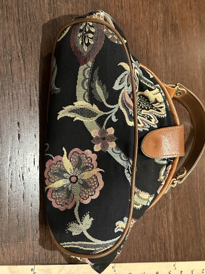 Vintage RICHMARK tapestry bag purse bucket large leather straps cinch satchel - Image 4 of 4