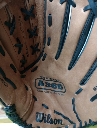 Wilson A360 14” Leather Baseball Softball Glove A0360 ES14 RHT Hand /Throw RHT - Picture 4 of 10