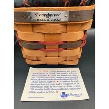 Vtg 1993 LONGABERGER Handwoven Inaugural Basket w/ liner Red White & Blue 11461