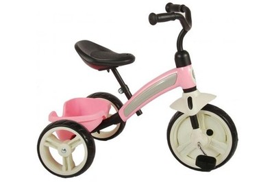 B-WARE - QPlay Elite-Dreirad Rosa - Verstellbarer Sitz, Lenkrad und starke EVA-R