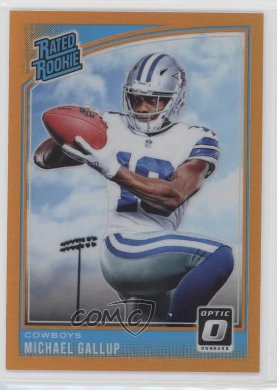 2018 Donruss Optic Rated Rookie Orange Prizm 14/199 Michael Gallup #174 lt0