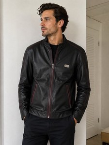 Billionaire Italian Couture Leather Jacket Mens Size 50, Italy, Black. Y2K