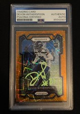 Devon Witherspoon 2023 Panini Prizm Orange Lazer Signed Autographed RC #389 PSA