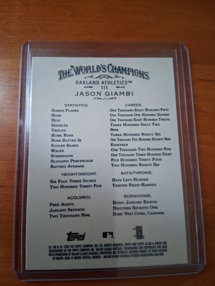 Autografiado Jason Giambi 2009 Topps Allen & Ginters #111 Foto 4 de 4