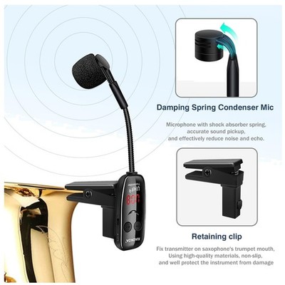 Wireless Sax Microphone UHF - Charging Clip Mic