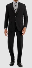 Nautica Men's Black Solid Modern-Fit Bi-Stretch 2-Piece Suit Set Size 44R 38W