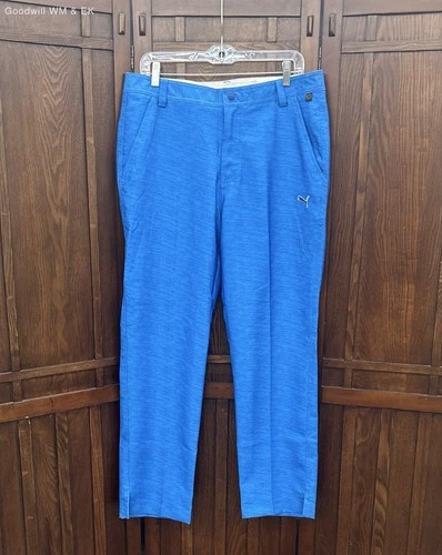 Puma Men's Golf Monolite Pants Blue Aster Monaco Heathered DryCell NWT 34x30