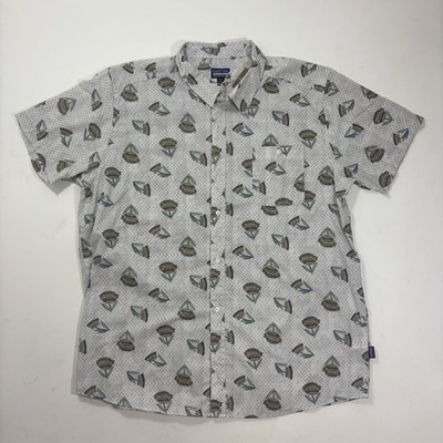 RARE Patagonia Men's Go To Shirt ~ Summer Plant: Wool White  Men's XXL Organic
