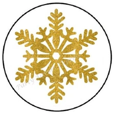 30 GOLD SNOWFLAKE CHRISTMAS ENVELOPE SEALS LABELS PARTY FAVORS STICKERS 1.5"