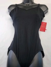 Capezio V-Neck Camisole Leotard Black Criss-crossed Multi-Strap Nack SZ XL-A
