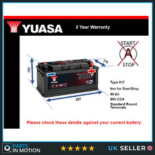 Battery fits ROLLS ROYCE PHANTOM GHOST DAWN 6.6 6.75 2003 on Yuasa 017 800A New
