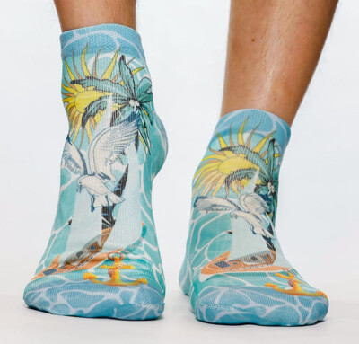 Herren WIGGLESTEPS Quarter - One Size (Gr. 41/46) - Motiv: 05196 - Aqua Sailing