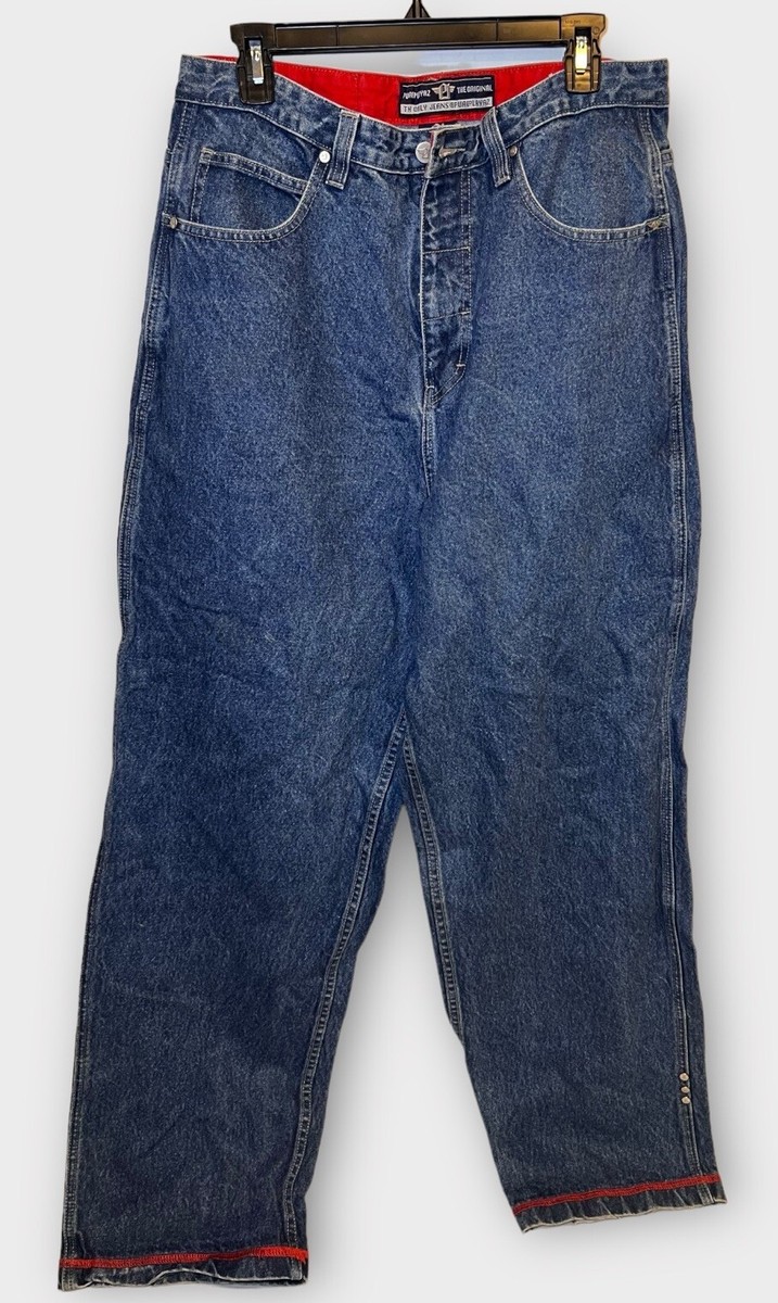Vintage Pure Playaz Pants Men's 34x32 Blue Demin Jeans Baggy
