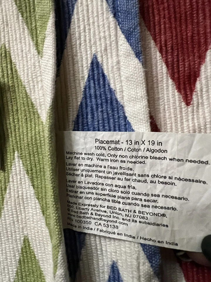 Set Of 6 Bed Bath And Beyond Chevron Ikat Placemat Multi Colored - Image 3 of 4