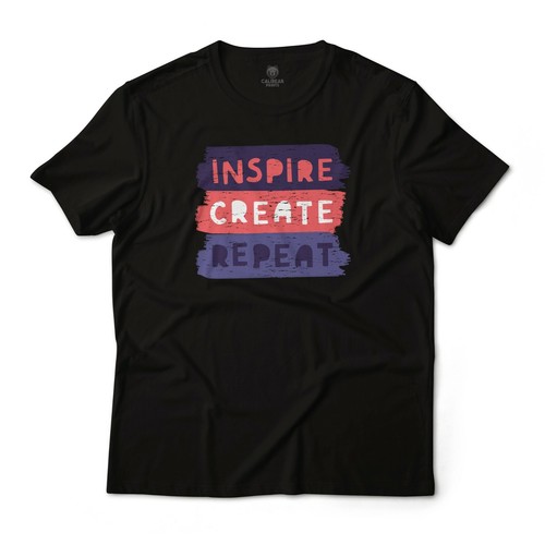 Camiseta de arte gráfico Inspire Create cita motivacional repetida 100 % algodón - Imagen 3 de 8
