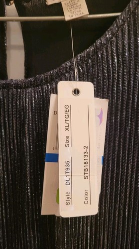 SPENSE Crinkle Top ROUND neck Silver/Green Embellishment Bling Top NWT - Picture 3 of 12