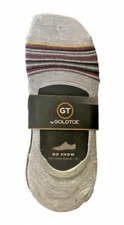 Gold Toe Mens No Show Socks Striped Light Gray Dark Gray Black 4 Pair Sta-Cool