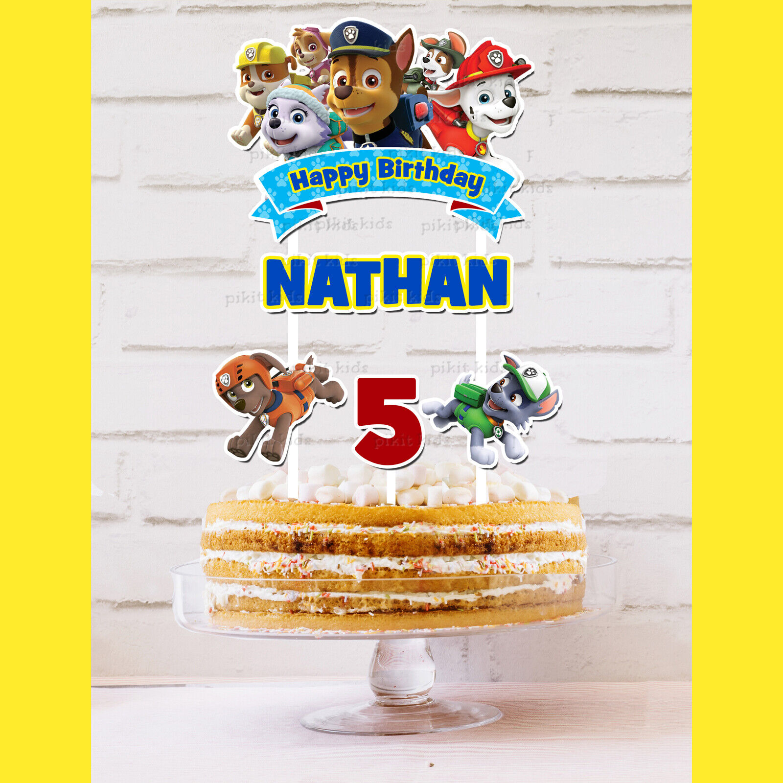 Paw Patrol Cake Topper Personalised *STURDY* Kids Birthday Party ...