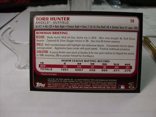 2011 Bowman Gold #58 - Torii Hunter - Los Angeles Angels (3205) - Picture 2 of 2