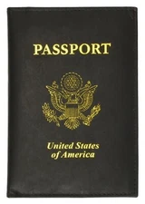 New Black Leather US Passport Cover ID/ Credit Card Travel Cover Case Marshal