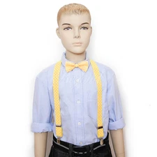 Hi Fashion Kids Suspender & Bow Tie Set for School Boys Girls Children Yellow PD