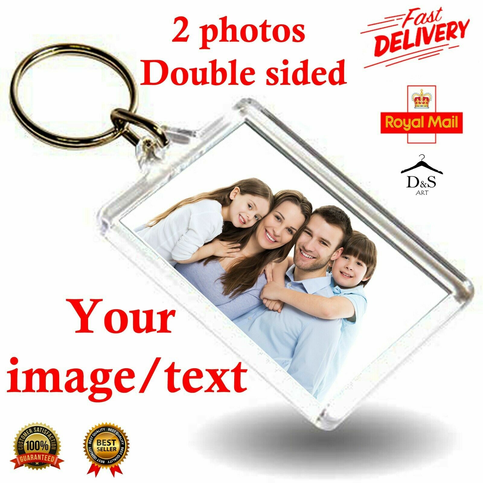 Rectangle Keyring Frame 6-Pack Clear Acrylic Photo Keyrings - 50x35mm Blank Inserts, Personalizable, UK Seller 6 Pack Photo Keyring Rectangle Shape - Foto 4