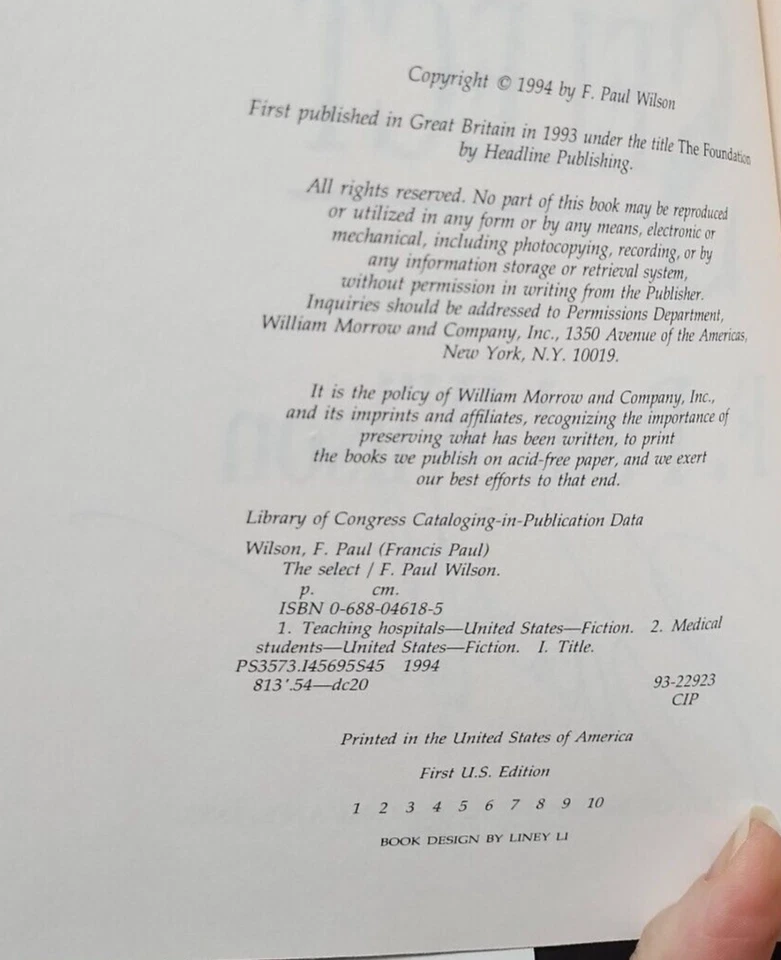 The Select by F. Paul Wilson | Signed 1st Edition HC w/ Dust Jacket - Image 3 of 4