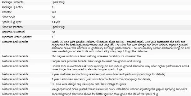 6 件全新博世双铱火花塞适用于 1996 - 1998 GMC C1500 V6-4.3L — 第 4/4 张图片