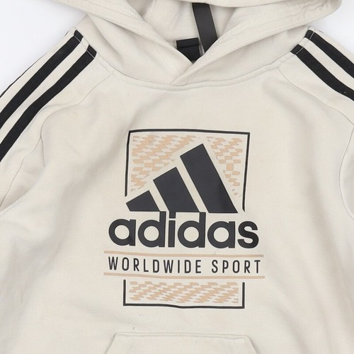 Adidas Jungen Pullover Hoodie beige 11 Jahre mit Logodetail - Bild 5 von 12