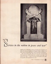 Bell Telephone System "Service to Nation Peace & War" Vintage Print Ad 1942