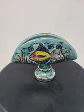 Vintage Giannis Rhodes Porcelain Hand Painted 24 K Greek Art Napkin Holder with
