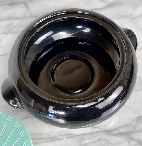 Mid Century Art Deco Porzellan Türkis Sonnen Zifferblatt Auflaufform mit Deckel - Bild 8 von 12