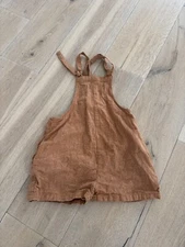 Rylee + Cru Tie Clay Cotton Linen Romper Sz 6-7, Girl