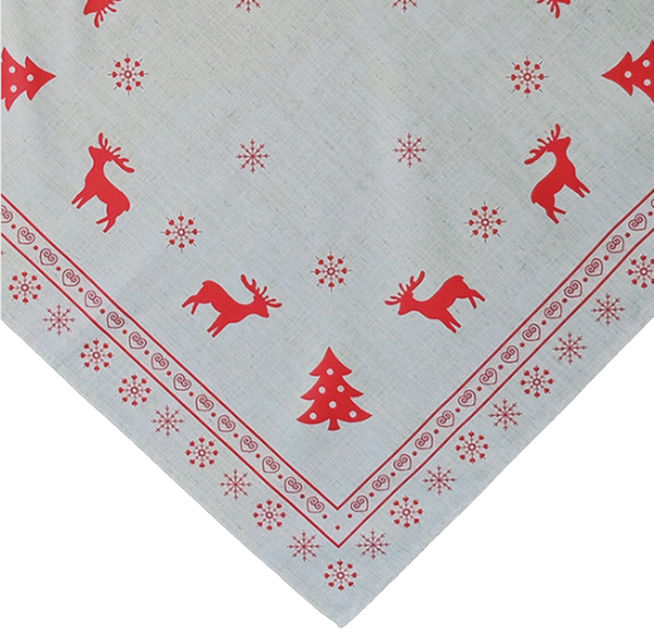 Tischdecke 85 X 85 Cm Druckmotiv Weihnachten Hirsch Rot Sandfarben Landhaus-image