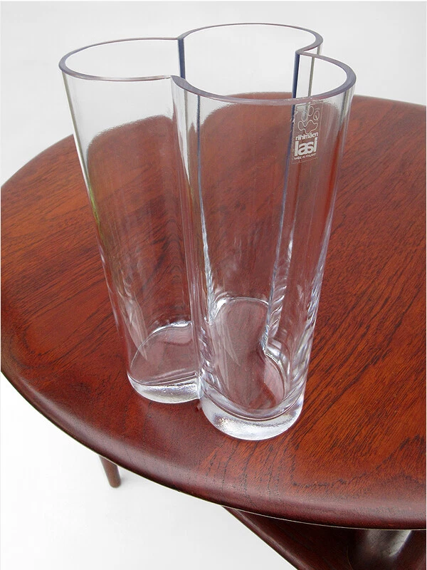 Jarrón de vidrio Riihimaen Lasi Oy Hillevi Lalla Apila 1975 arte moderno de mediados de siglo Foto 4 de 4