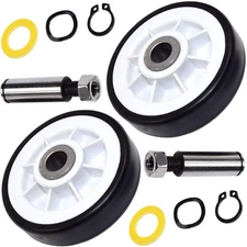 2-Pack Drum Roller Wheel with Shaft for Maytag DE DG GDE GDG LDE LSE SE Series